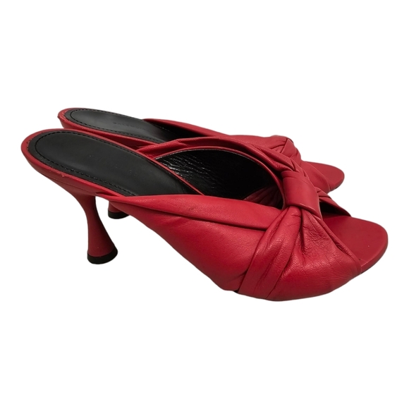 Balenciaga Drapy Red Twisted Leather Knife Open Toe Mule Pumps SZ 36 - Picture 5 of 12